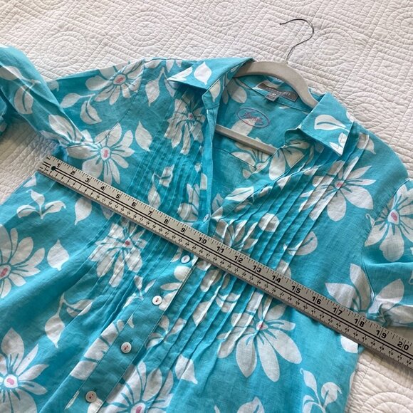 Foxcroft Womens Shaped Fit 100% Linen Floral Button-Down Shirt Size 4 - Picture 6 of 9